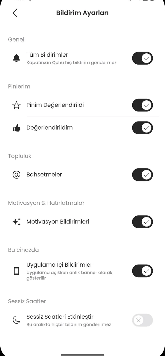 Bildirim Ayarları ekranı