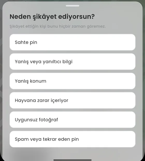 Şikayet nedenleri listesi