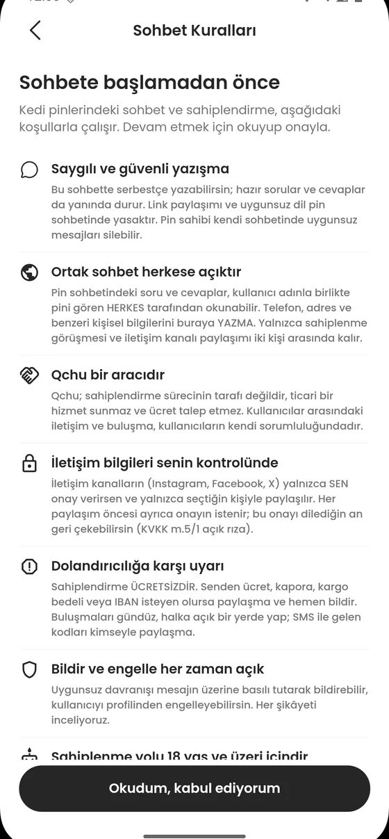 Sohbet kuralları sayfası