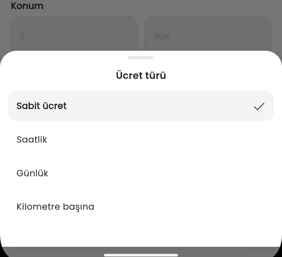 Ücret türü listesi