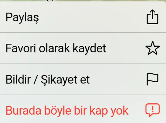 Pin detayında uzun basma menüsü